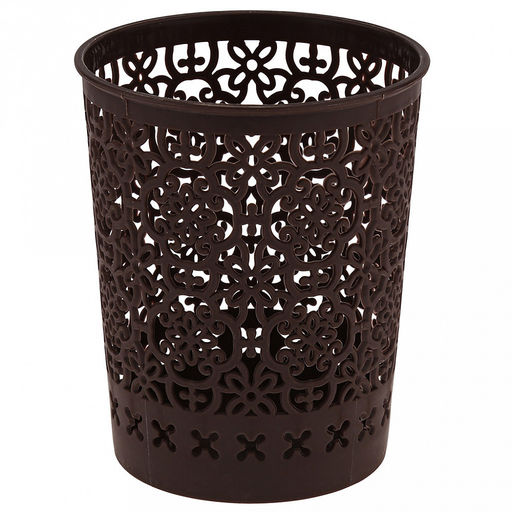 "Домашняя мода" Корзина пластмассовая для хранения "Марокко" д9,8см h12см, матовый пластик, цвет - шоколадный (Китай)