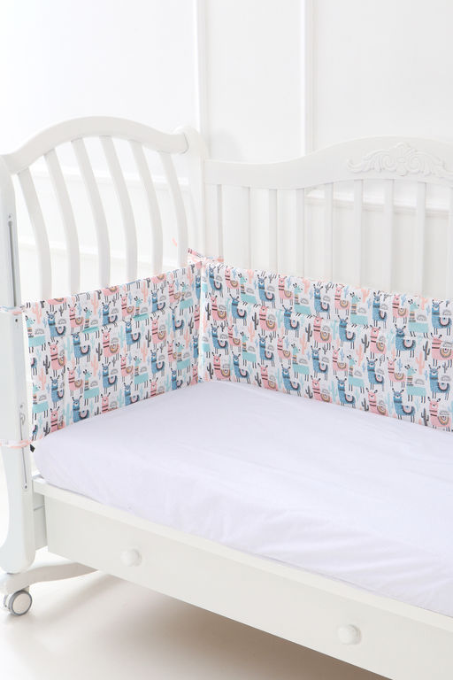 Бортик в кроватку четырехсторонний арт БРК35/ламы