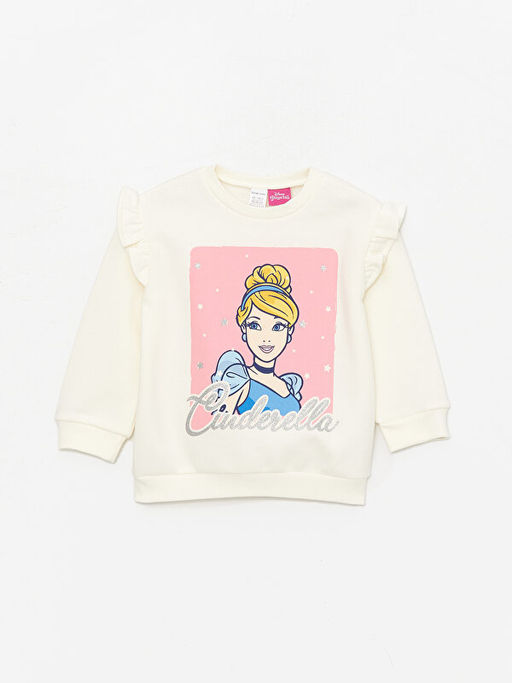 Bisiklet Yaka Sindirella Bask?l? Uzun Kollu K?z Bebek Sweatshirt ve Tayt - Waikiki фото 2
