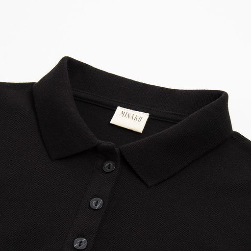 Футболка поло женская MINAKU: Basic line, чёрная, размер 48