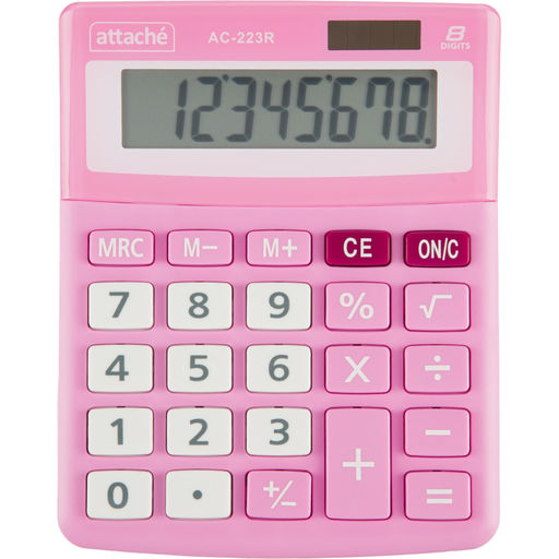 Калькулятор настольный КОМП Attache, AС-223R,8р,дв. пит, розовый,134x107x34