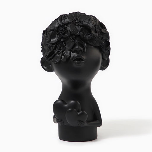 Бюст полистоун Фигура: Человек с сердцем, чёрная, 12?6.5?22 см