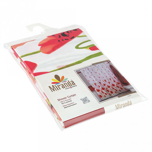 "Miranda" Штора для ванной тканевая 180х200см "Мак", без колец, 100% п/э (Турция)