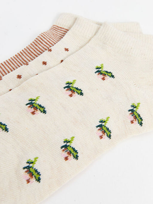 Desenli Kad?n Patik ?orap 3l?