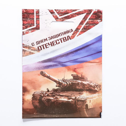 Цена за 20 шт. Пакет подарочный «С Днём Защитника Отечества», полиэтиленовый с вырубной ручкой, 30×40 см, 50 мкм
