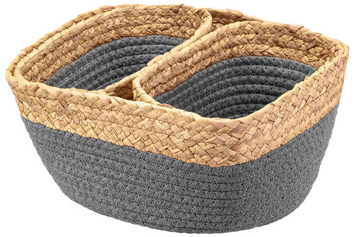 Набор 3 плетеных корзин 1 корзинка 30*25*14 см, 2 корзинки 22*14*12 см, серый - Elan gallery фото 4