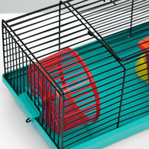 Клетка-мини для грызунов Пижон №1, укомплектованная, 27 х 15 х 13 см, бирюзовая  фото 4