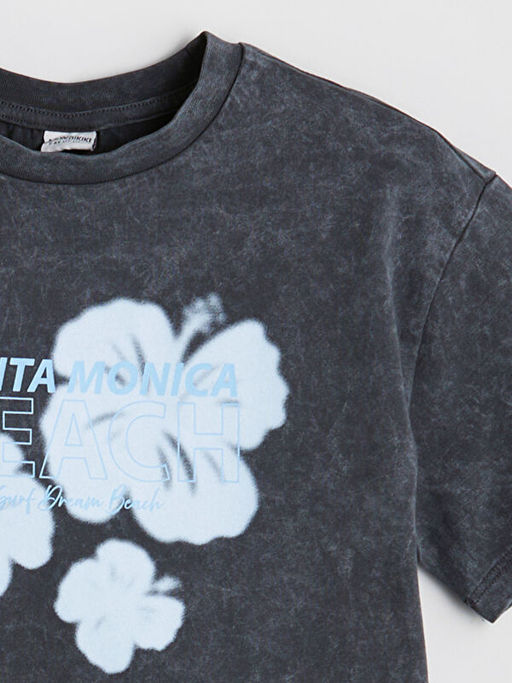 Bisiklet Yaka ?i?ekli K?z ?ocuk Ti??rt