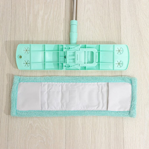 Швабра для мытья пола плоская Доляна, насадка из микрофибры 40?10 см, телескопическая стальная ручка 68(122) см  фото 4