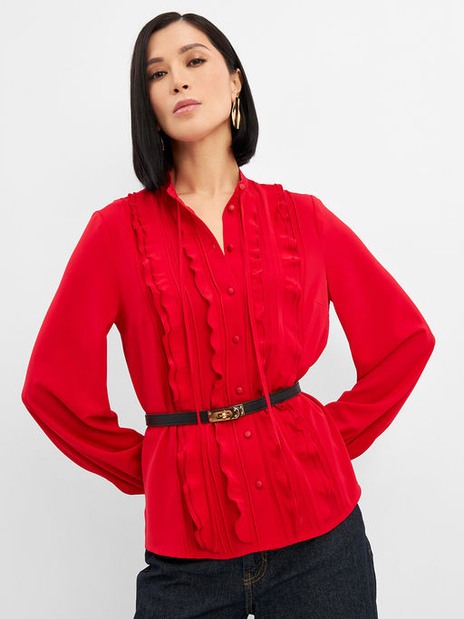 Блузка с рюшами OD-976-4 красный