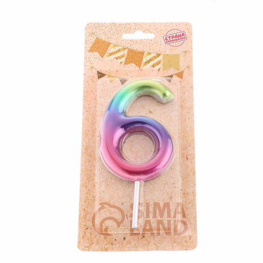 Цена за 3 шт. Свеча в торт «Цифра 6», 9 см