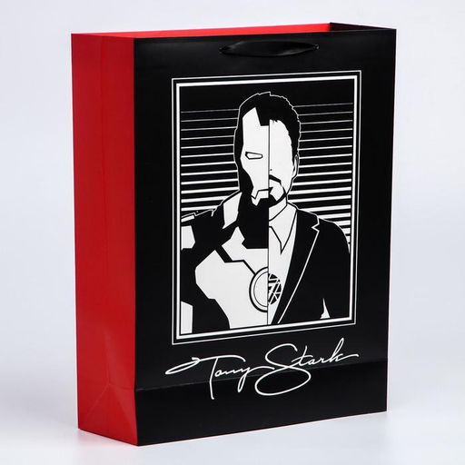 Пакет подарочный Tony Stark, 31×40×11 см, упаковка, Мстители