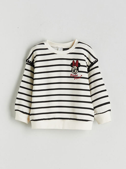 Bisiklet Yaka Minnie Mouse Bask?l? K?z ?ocuk Sweatshirt