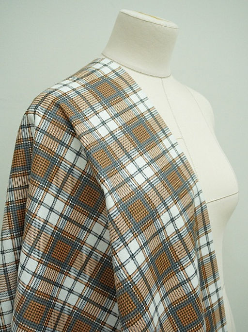 Фланель Клетка цв.орех/серый на белом, ш.1.5м, хлопок-100%, 150гр/м.кв - Купава фото 5