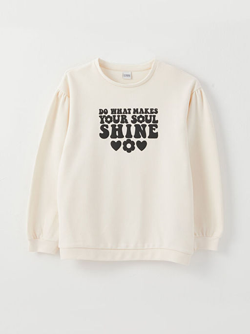 Bisiklet Yaka Bask?l? Uzun Kollu K?z ?ocuk Sweatshirt ve Tayt - Waikiki фото 2