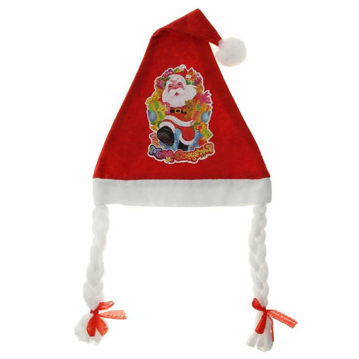 Колпак новогодний Дед Мороз с косичками, 40х27 см, микс - Зимнее волшебство фото 5