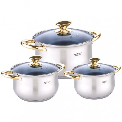 Набор посуды нерж ZEIDAN 6 пр (3,0л, 4,0л, 6,1л) с крыш, арт. Z-50644