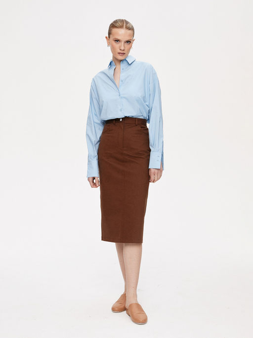 Рубашка свободного кроя из вискозы 422.030068/Голубой - Seven senses фото 6