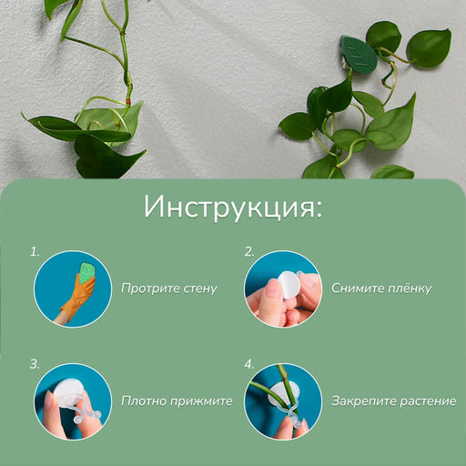 Цена за 2 шт. Крепления для вьющихся растений, самоклеящиеся, Листок, набор 10 шт., Greengo фото 5