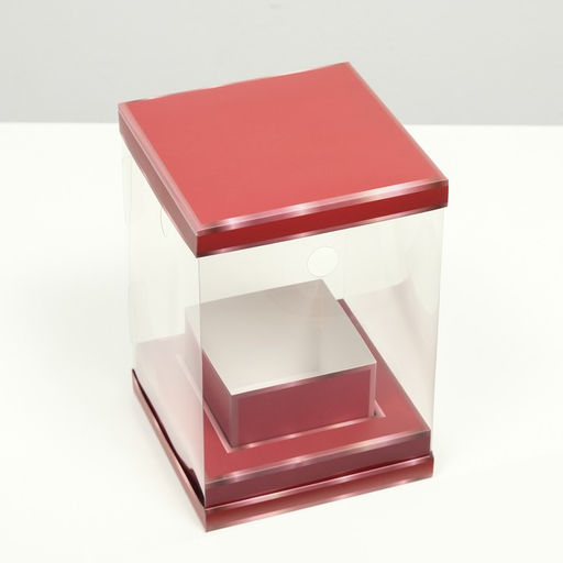 Коробка для цветов с вазой и PVC окнами складная, красный, 16 х 23 х 16 см - UPAK LAND фото 3