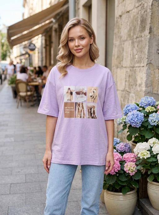 K13332 Футболка (плотный хлопок) ЛАВАНДА