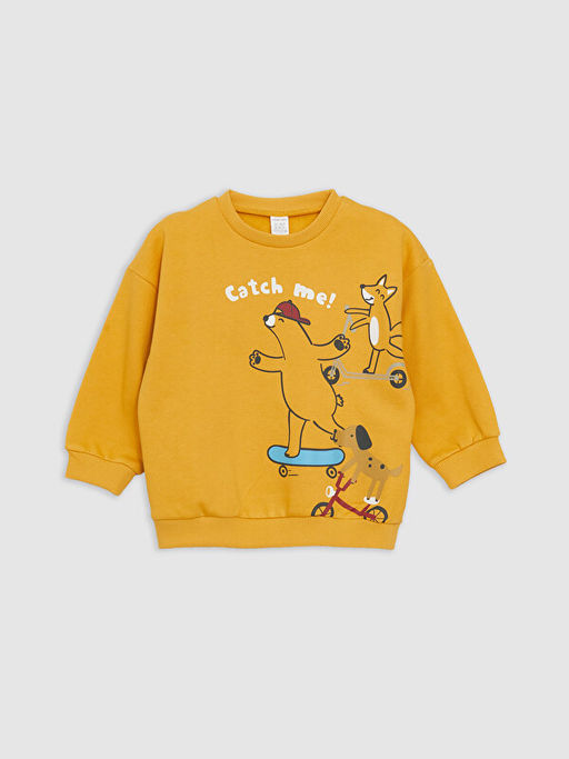 Bisiklet Yaka Uzun Kollu Bask?l? Erkek Bebek Sweatshirt ve Pantolon 2li Tak?m - Waikiki фото 2