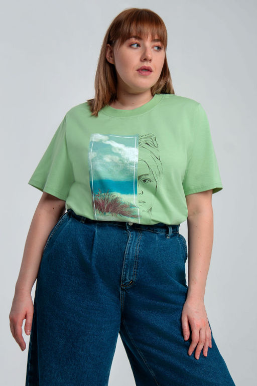 Арт. 31105 Футболка женская 50-58 (5 шт) Цвет:салатовый