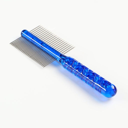 Расчёска для шерсти Пузырьки двухсторонняя, прозрачная, 19,5 х 5,6 см, синяя - Пижон фото 2