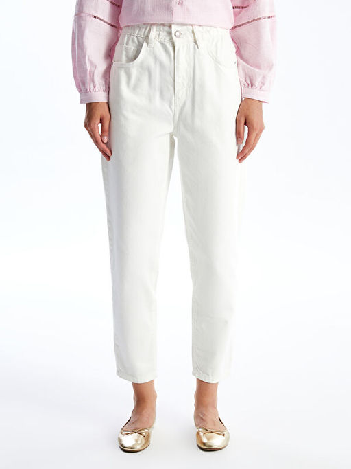 Beli Lastikli Slouchy Fit Kad?n Jean Pantolon