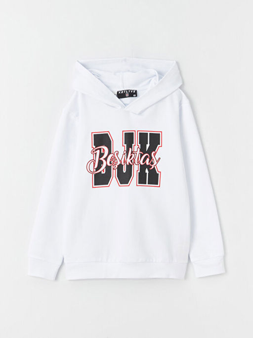 Be?ikta? Bask?l? Uzun Kollu Erkek ?ocuk Hoodie
