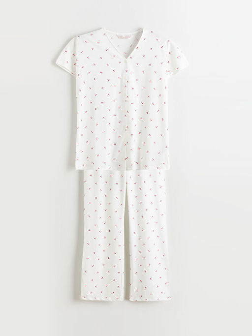 V Yaka Desenli Hamile Pijama Tak?m?