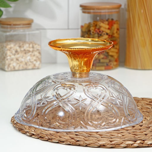 Салатник на ножке Доляна, 22?13 см, пластик, золотистый