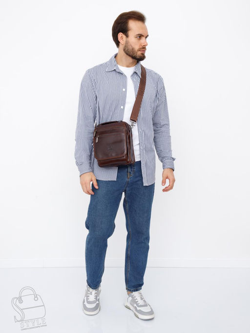 Сумка мужская кожаная 66621M brown Fuzhiniao