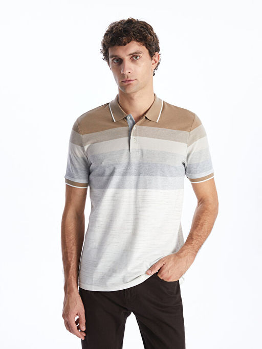 Polo Yaka K?sa Kollu ?izgili Erkek Ti??rt