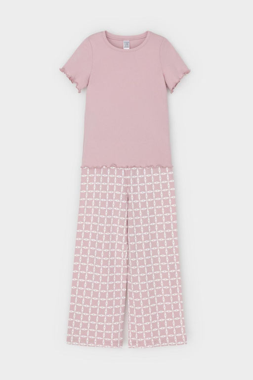 К 1636/розовый лед,морская клетка пижама для дев