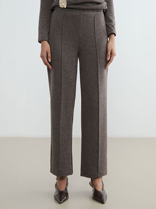 Loose Fit Desenli Kad?n Pileli Pantolon