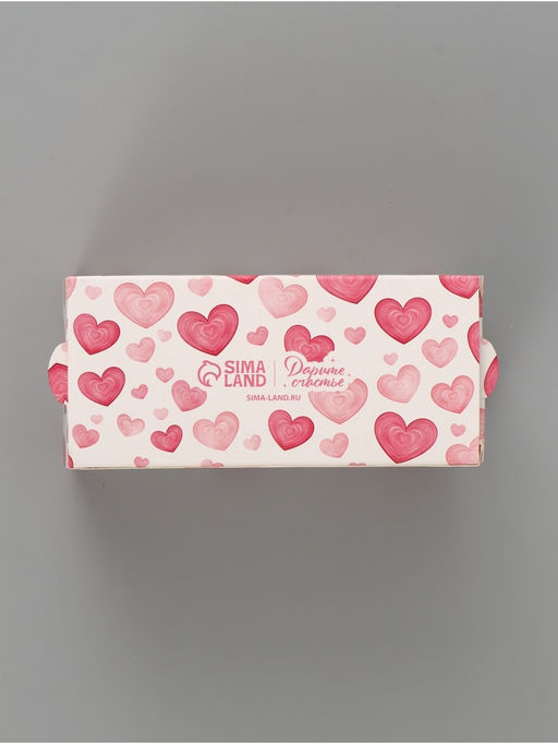 Цена за 5 шт. Коробка подарочная с окном «Сердца», 12×5.5×5.5 см, самосборная