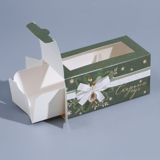 Цена за 5 шт. Коробочка для макарун «Новогодний шик» 12 х 5,5 х 5,5 см