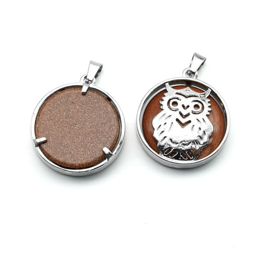 Подвеска Сова 27*27мм с авантюрином
