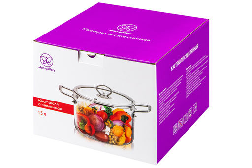 Кастрюля 1,5 л 23*16*16 см Crystal glass с крышкой - Elan gallery фото 12