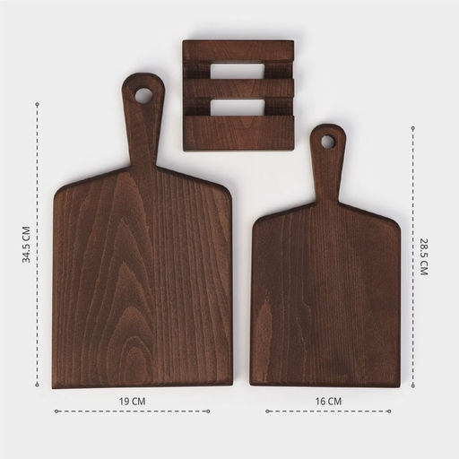 Набор деревянных разделочных досок на подставке Wild Kitchen, 34.5×19×2 см и 28.5×16 см, бук темный