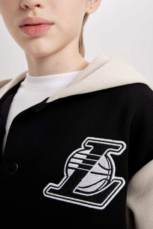 толстый тканевый кардиган с круглым вырезом для мальчиков NBA Current Teams - Defacto фото 5