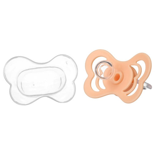 Соска - пустышка силиконовая классическая M&B, от 0 мес., с колпачком, персиковый