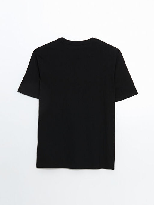 Bisiklet Yaka Bask?l? Penye Erkek Ti??rt