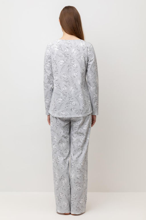 Е 20041/24/светло-серый,нежные цветы пижама жен