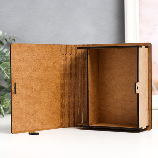 Деревянная шкатулка-книга «Пламя» 14×12×5 см