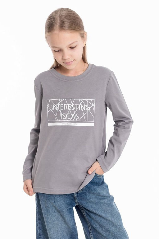 Футболка с длинным рукавом М225027Пс серый - Елена фото 2