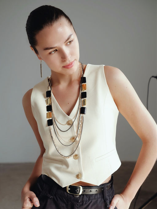 Набор 2 предмета: серьги, бусы Унисон прямоугольники, чёрный в золоте, 80 см