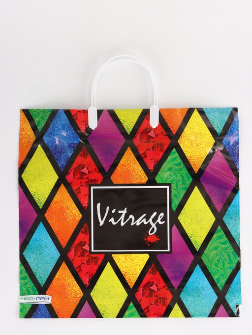 Цена за 5 шт. Пакет "Витраж, полиэтиленовый, пластиковая ручка 37х35 см 90 мкм