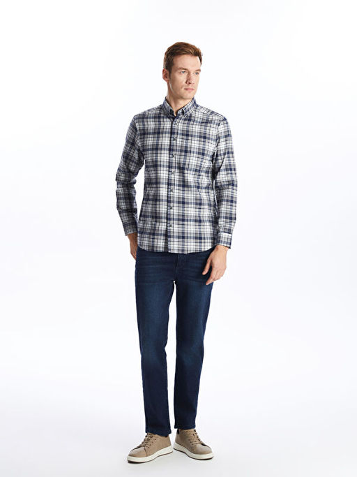 Regular Fit Uzun Kollu Ekose Gabardin Erkek G?mlek